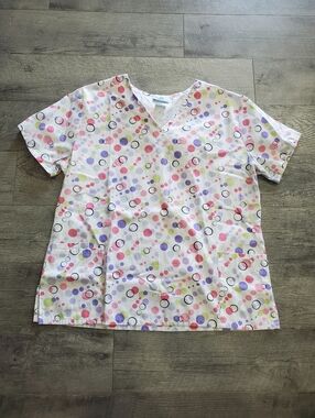 White Poka Dot Sb Scrub Top